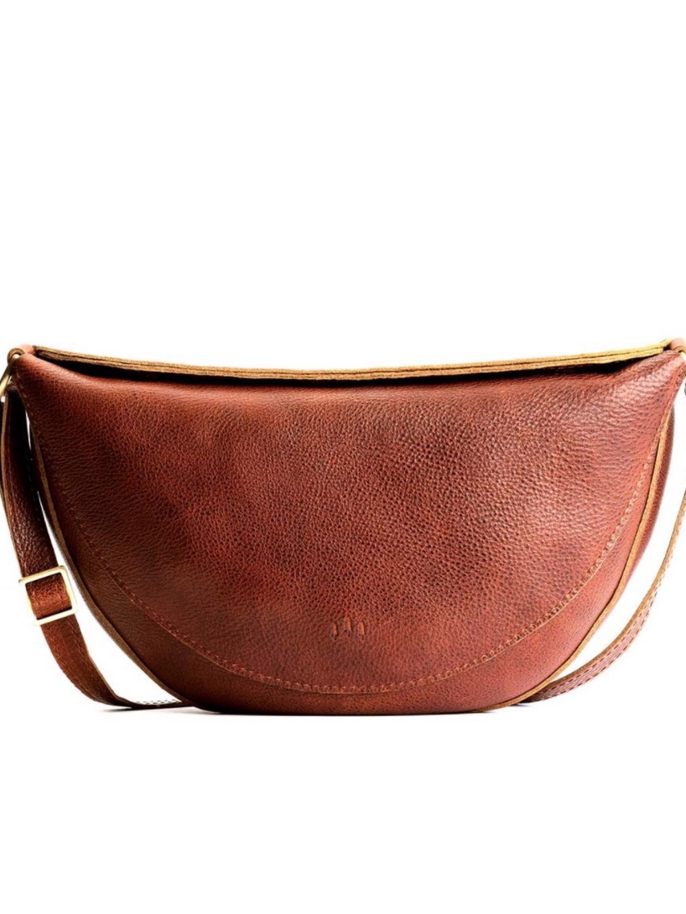 Handcrafted Half-Moon Leather Crossbody Bag - Brown